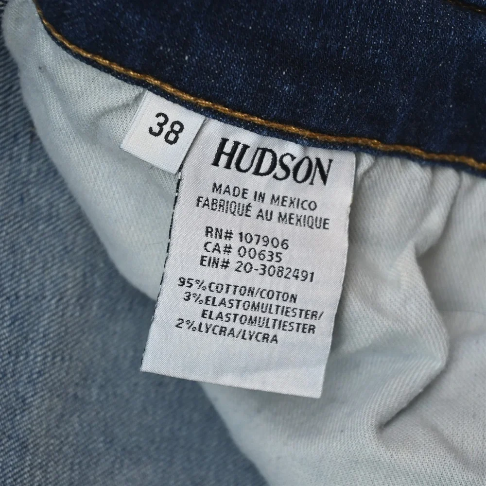 Hudson 38x34 Dark Stretch Denim Blake Slim Straight Mens Jeans